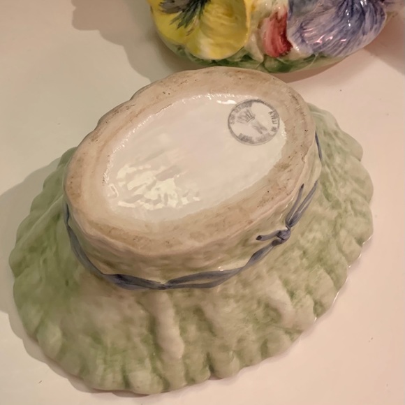 Italian San Marco Nove Lidded Pansy Dish - Picture 7 of 10